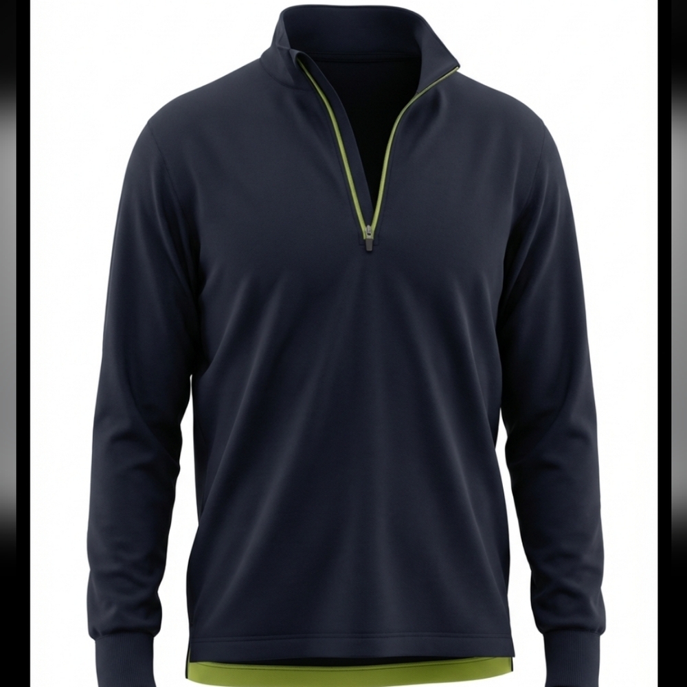 Reebok Men's Black and Yellow Zip-Up Pullover Golf Size Xl
